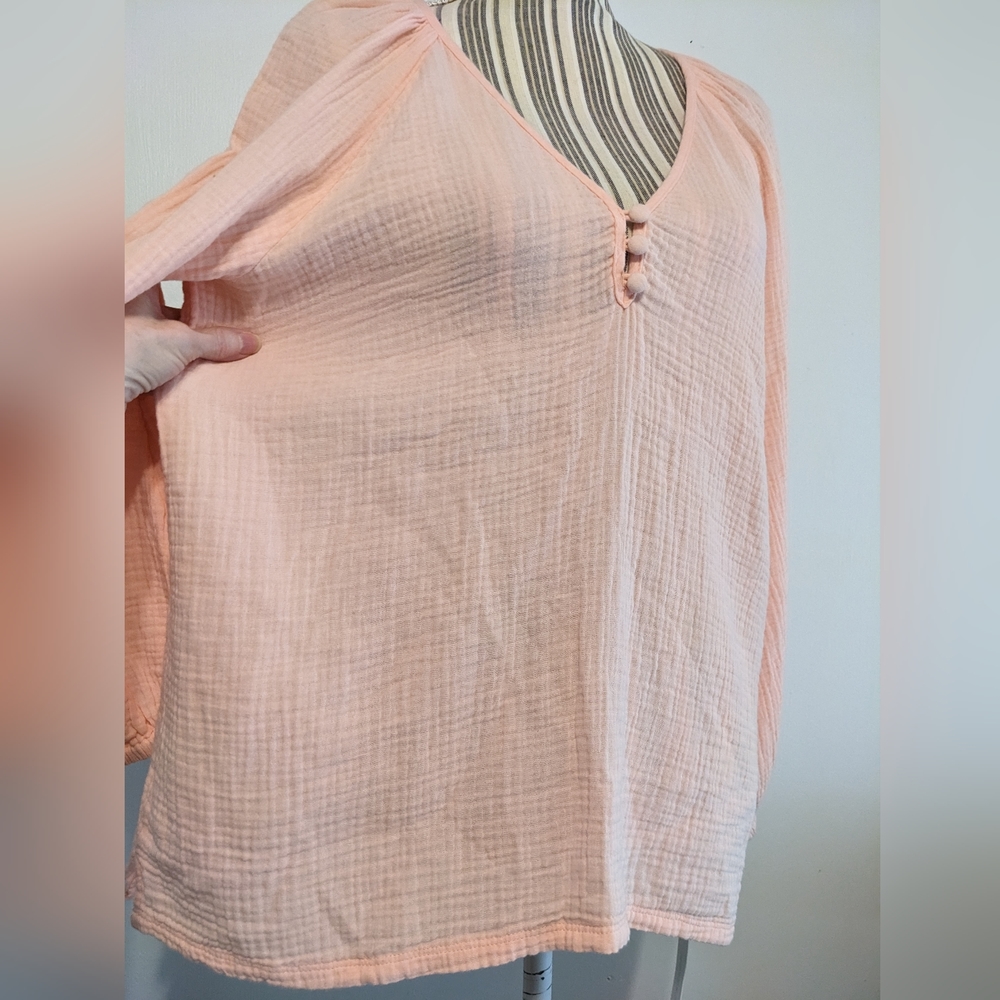 Caslon oversized gauzy cotton  v-neck top long sleeve nwt - Picture 11 of 16